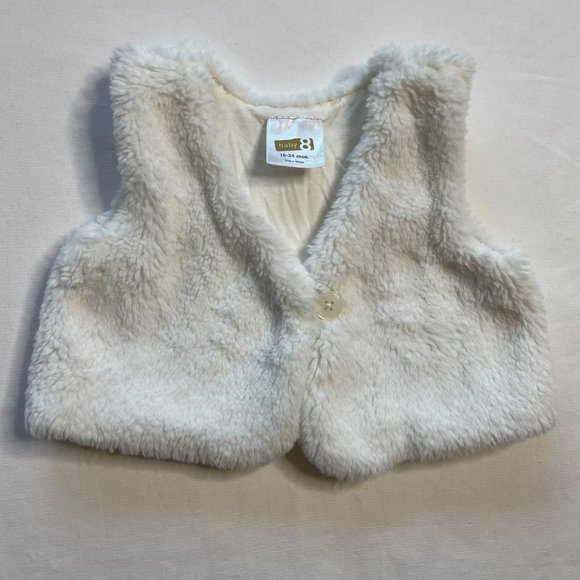 Crazy 8 White Faux Fur Vest size 18-24 Minths - Picture 2 of 6